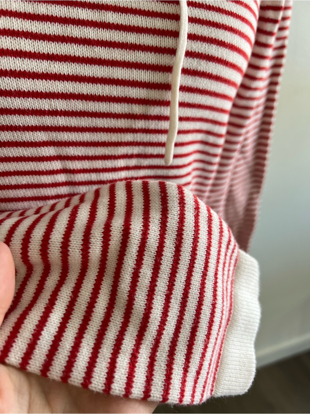 CAbi Red and White Striped Cowlneck Sweater with Drawstring EUC - Picture 3 of 5